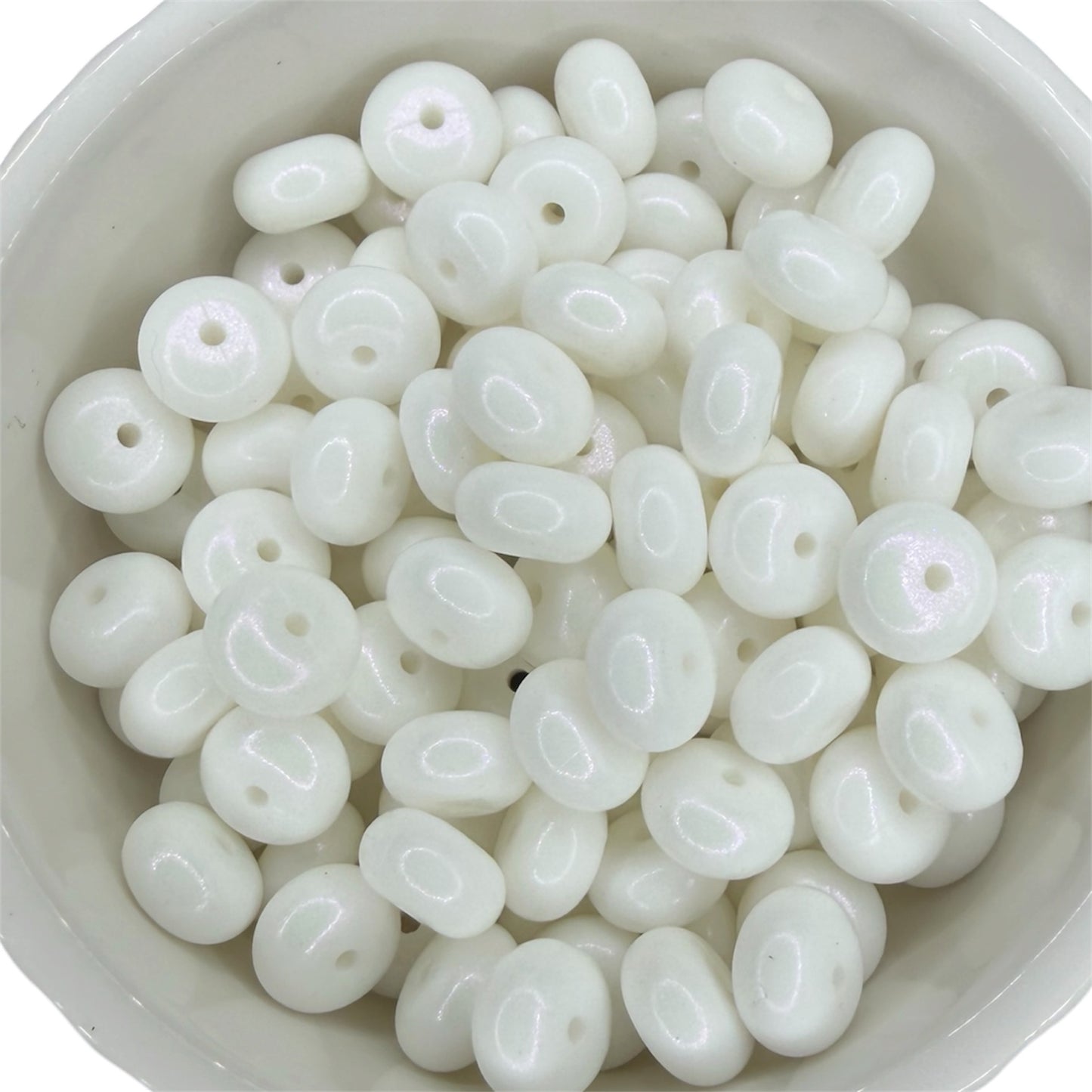 White Opal- Silicone Bead Abacus 14mm