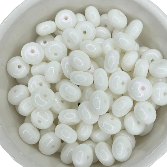 White Opal- Silicone Bead Abacus 14mm