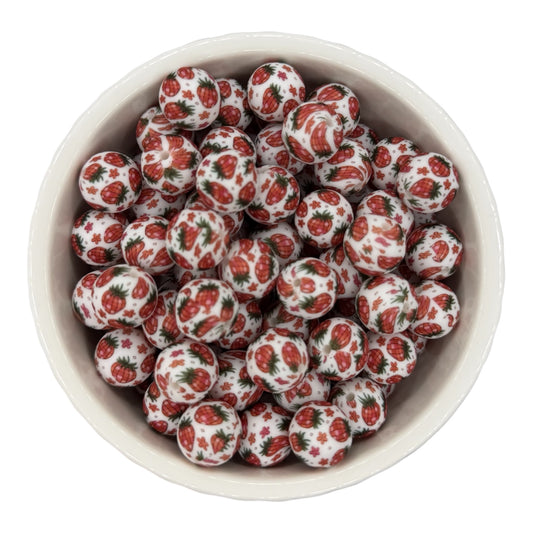 Strawberry Disco-  Silicone Bead 15mm