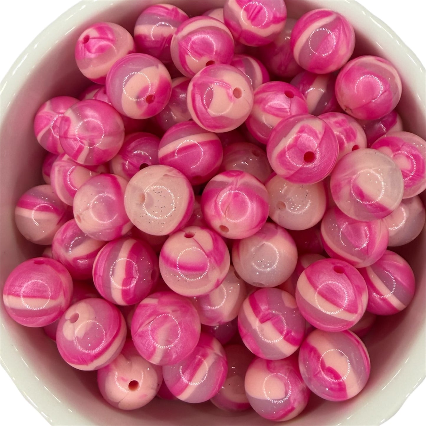 Pink Champagne Glitter- Liquid Silicone Bead 15mm