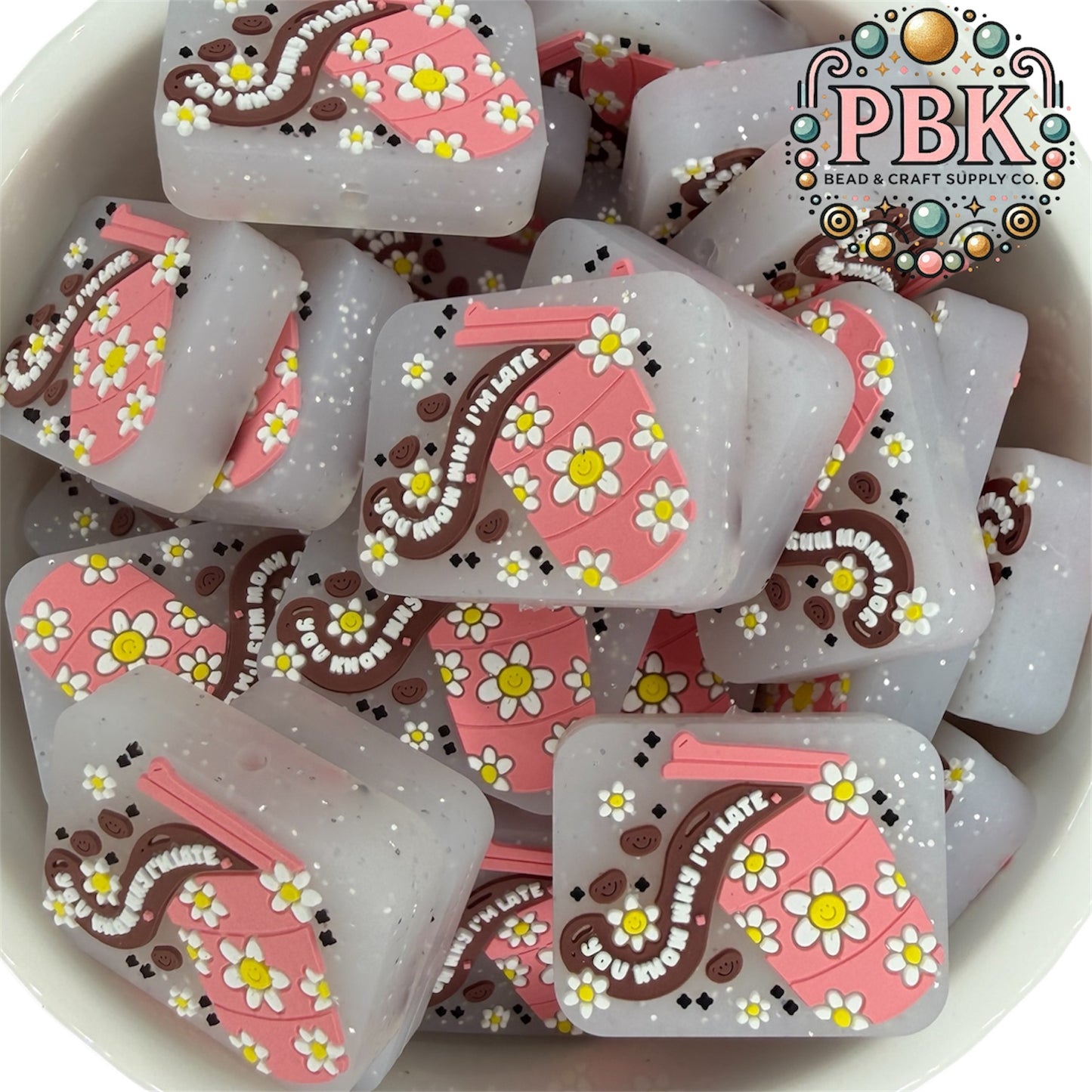 You Know Why I’m Late, Coffee Cup- EXCLUSIVE TO PBK- Silicone Focal Bead
