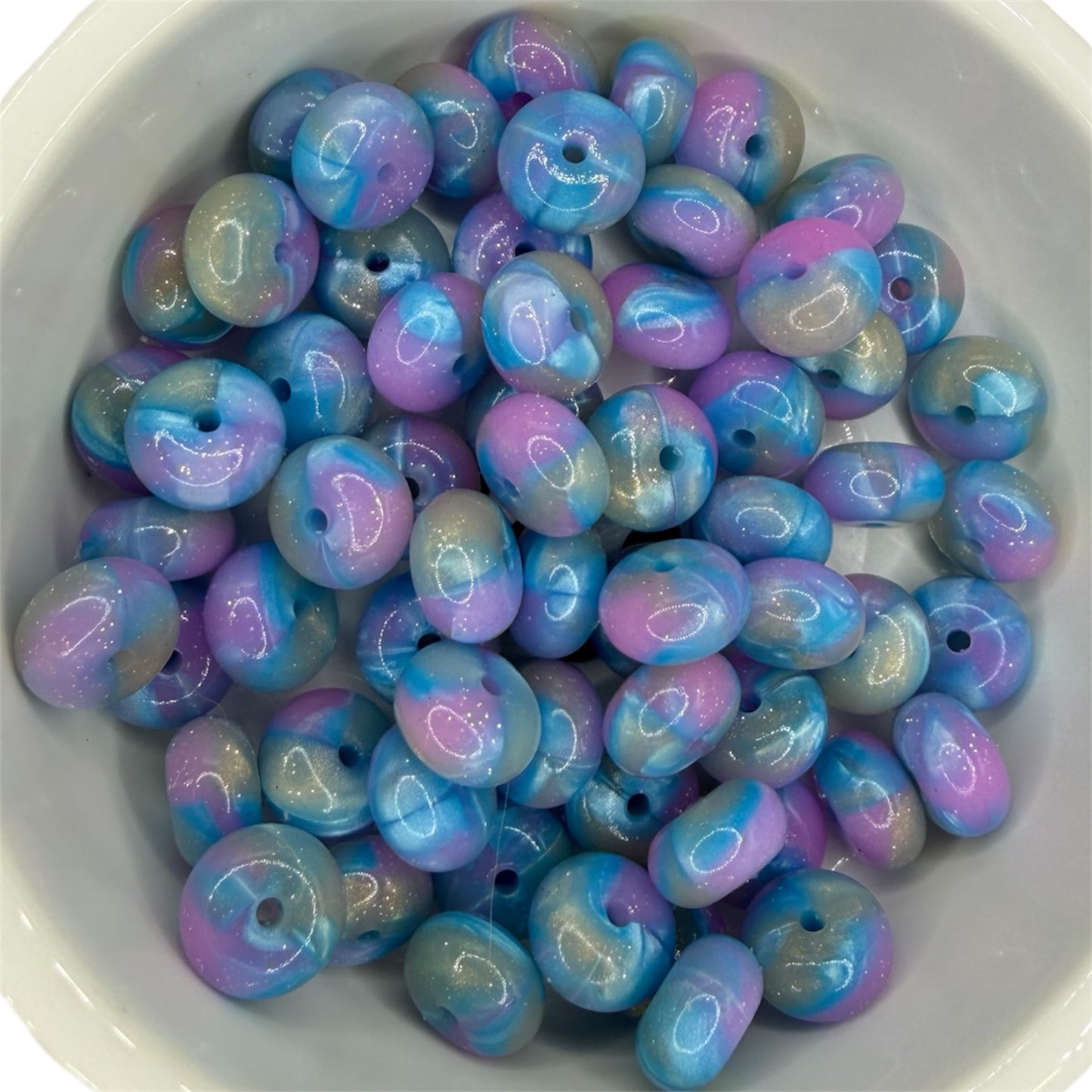 Mermaid- Glitter Silicone Bead Abacus 14mm