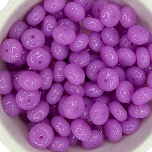 Purple Liquid Glitter- Silicone Bead Abacus 14mm