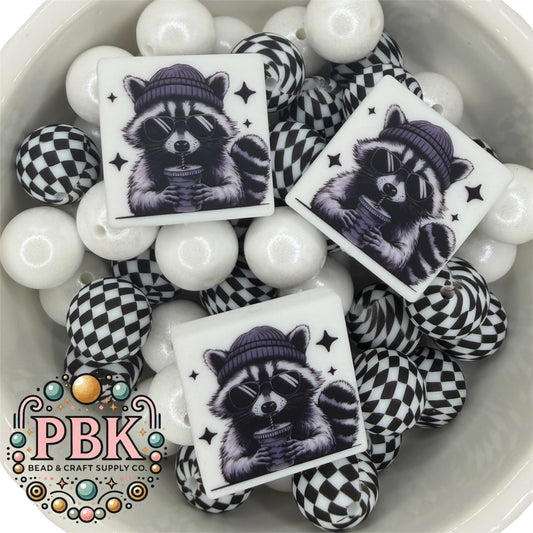 Raccoon & Coffee- EXCLUSIVE TO PBK- Silicone Focal Bead