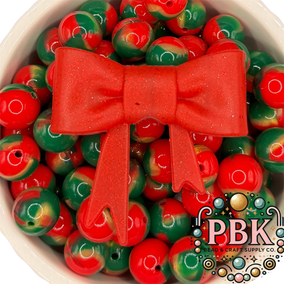 Red Glitter Straw Topper Bow