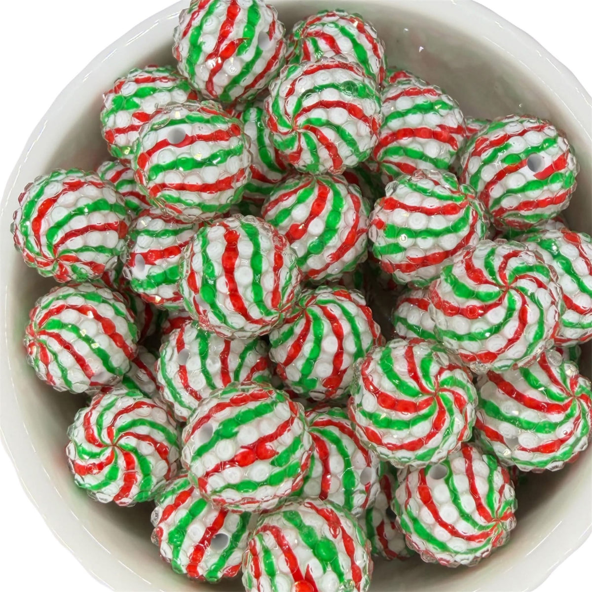 Red, White & Green Swirl- Acrylic  20mm