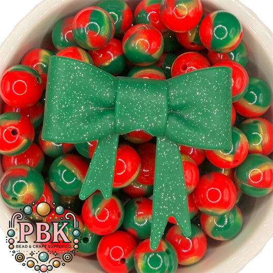 Green Glitter Straw Topper Bow