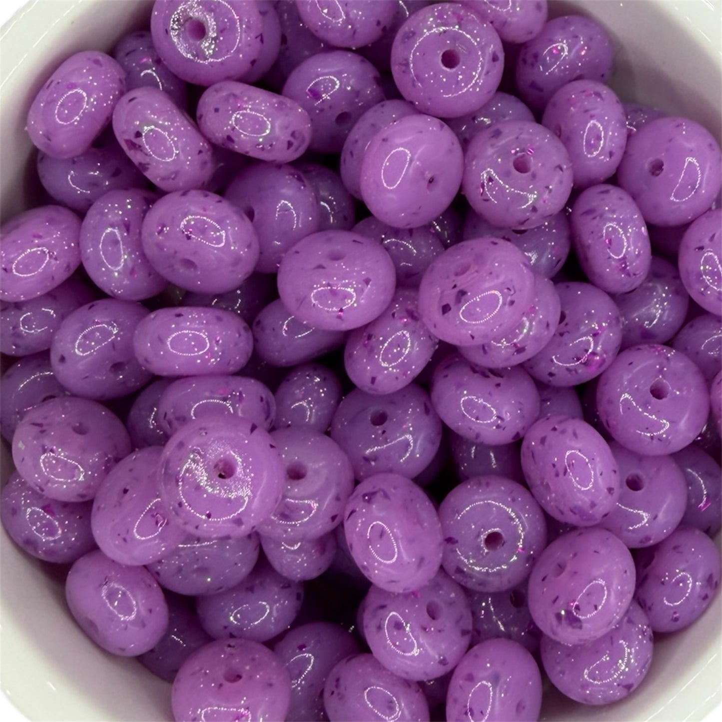 Purple- Speckle Silicone Bead Abacus 14mm