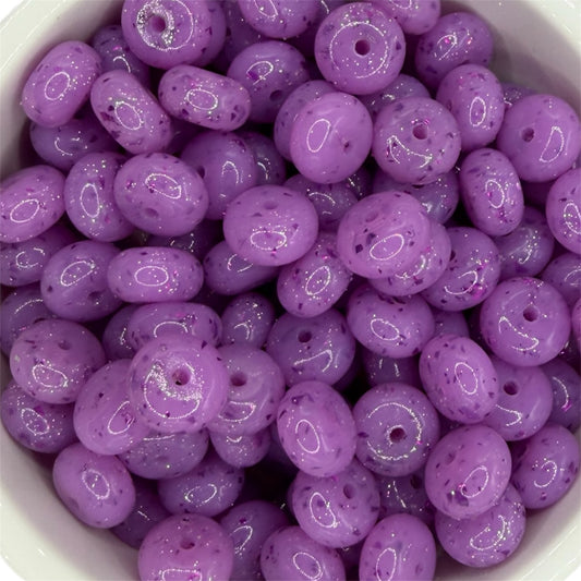 Purple- Speckle Silicone Bead Abacus 14mm