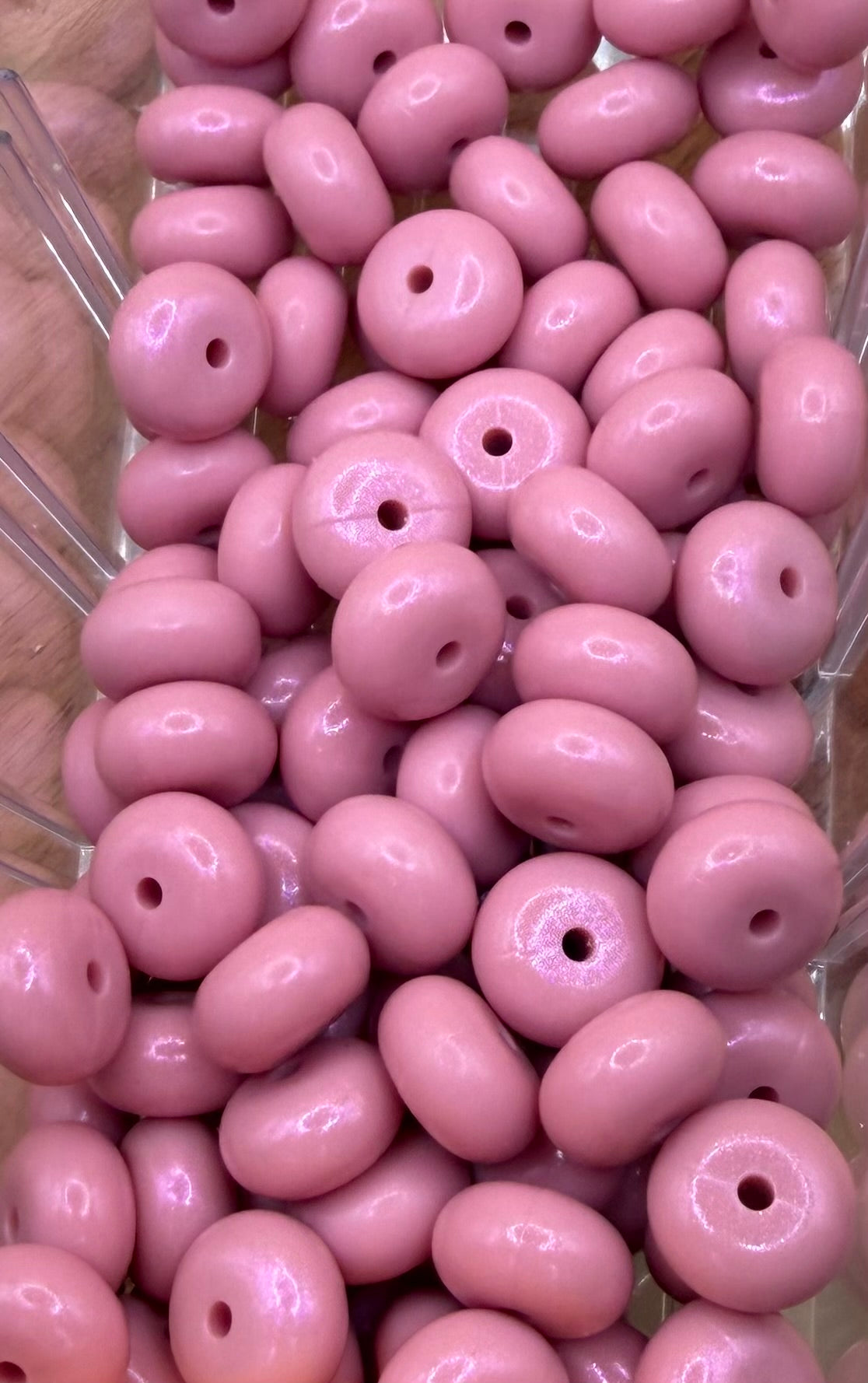 Blush Rose Opal- Silicone Bead Abacus 14mm