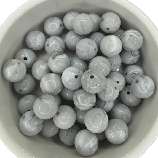Gray Marble- Liquid Silicone Bead 15mm