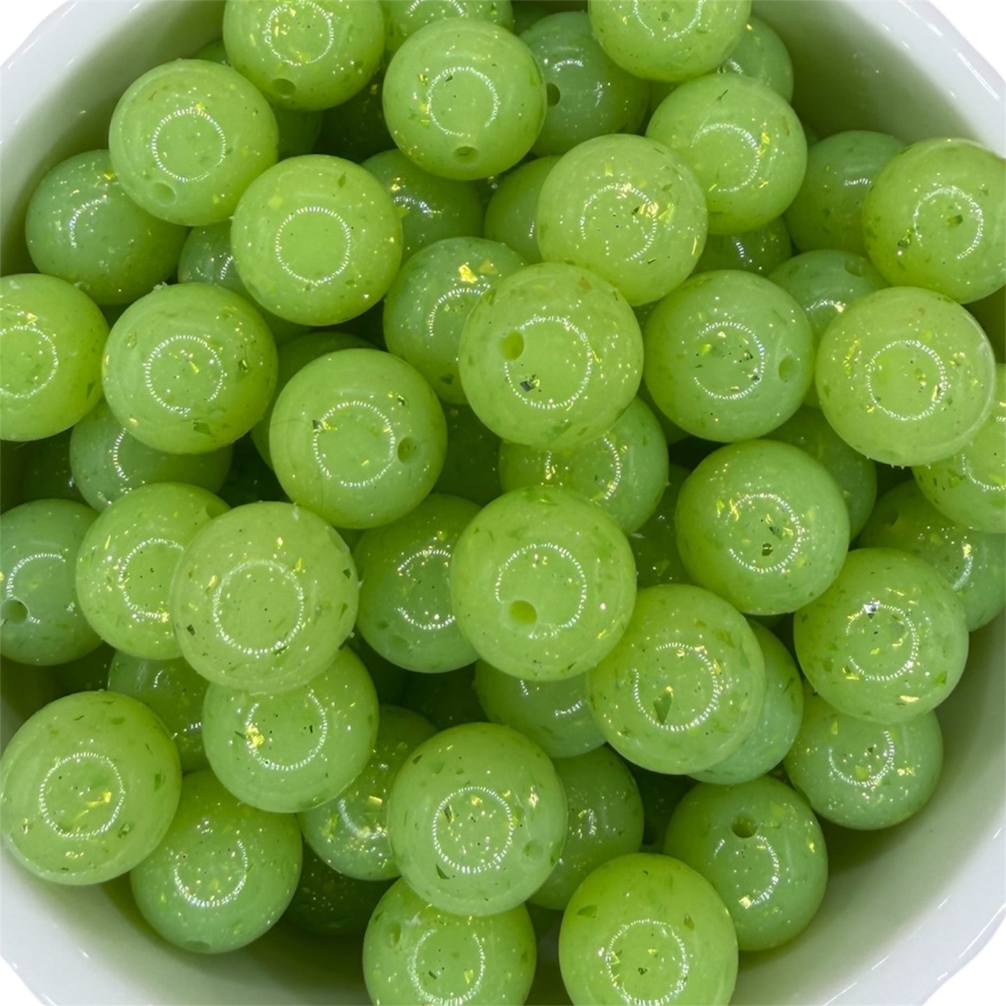Lime Speckle Liquid- Silicone Bead 15mm