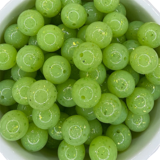 Lime Speckle Liquid- Silicone Bead 15mm