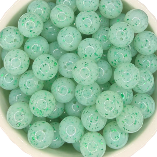 Clear & Green Speckle Liquid- Silicone Bead 15mm