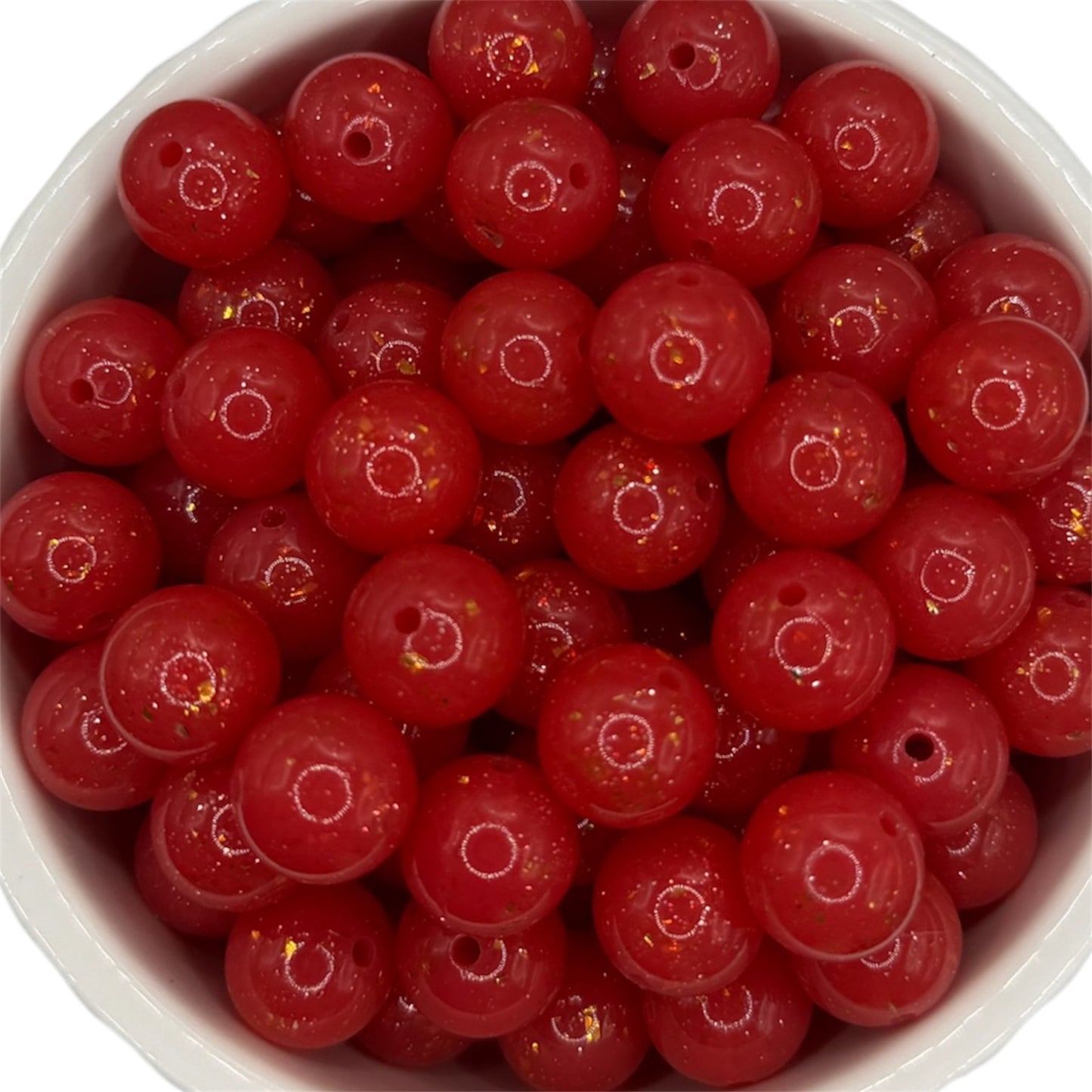 Red & Gold Glitz- Silicone Bead 15mm