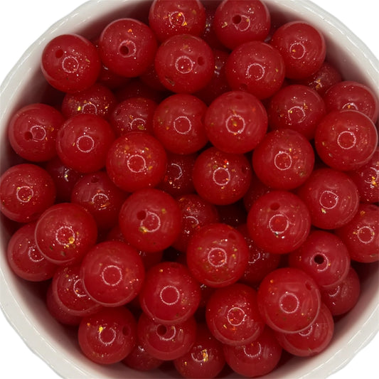 Red & Gold Glitz- Silicone Bead 15mm