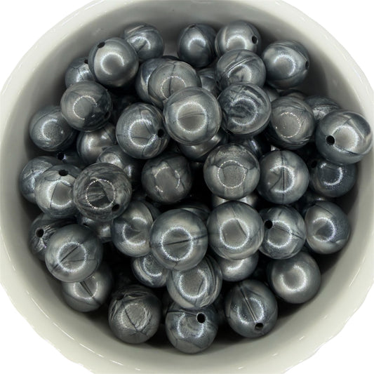 Hematite Marble- Liquid Silicone Bead 15mm