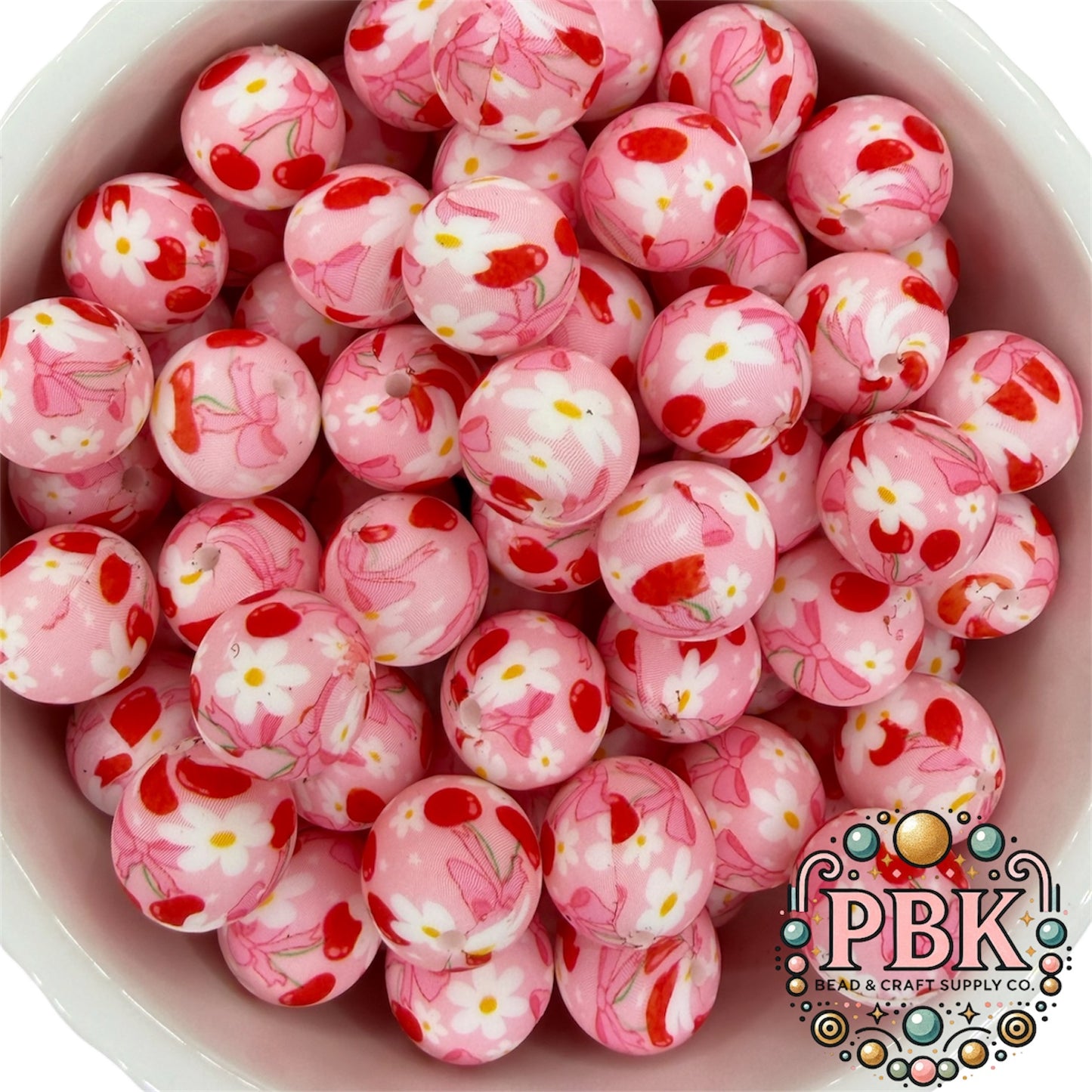 Cherry Bow & Daises 15mm- EXCLUSIVE (Collab)