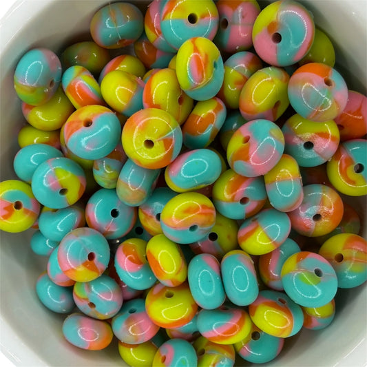 Neon Swirl- Silicone Bead Abacus 14mm