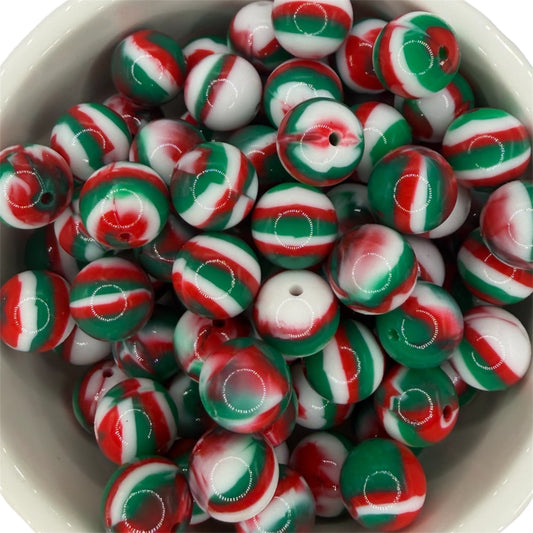 Christmas Swirl Liquid- Silicone Bead 15mm