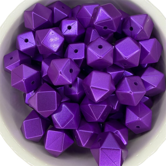 Dark Purple Shimmer-  Hexagon Silicone Bead 15mm