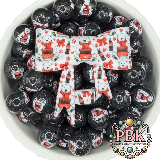 Holiday Polar Bear Straw Topper Bow- EXCLUSIVE TO PBK