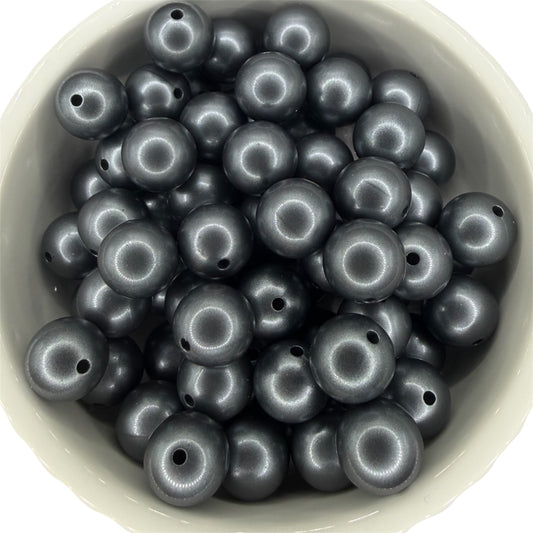 Gray Metallic Shimmer- Silicone Bead 15mm