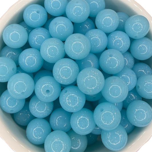 Baby Blue- Liquid Glitter Silicone Bead 15mm