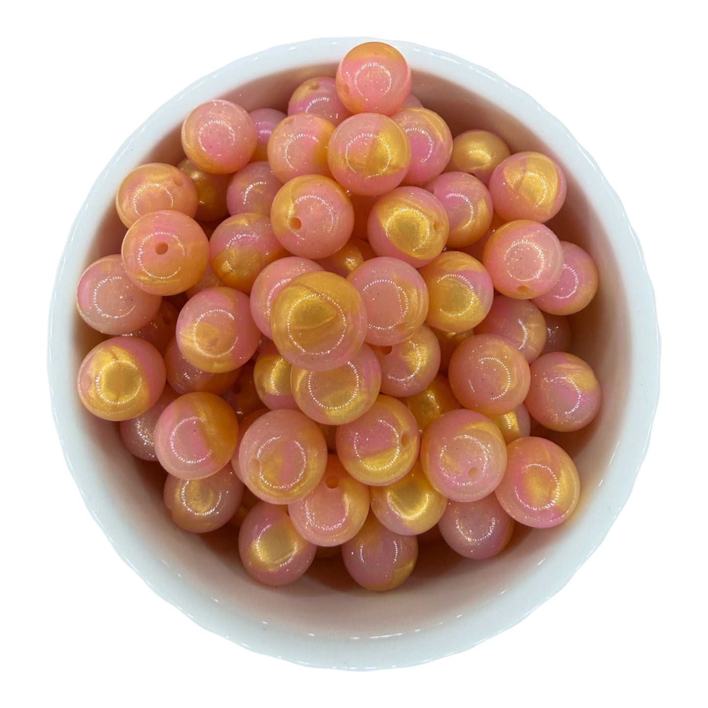 Pink & Gold Liquid Glitter- Silicone Bead 15mm