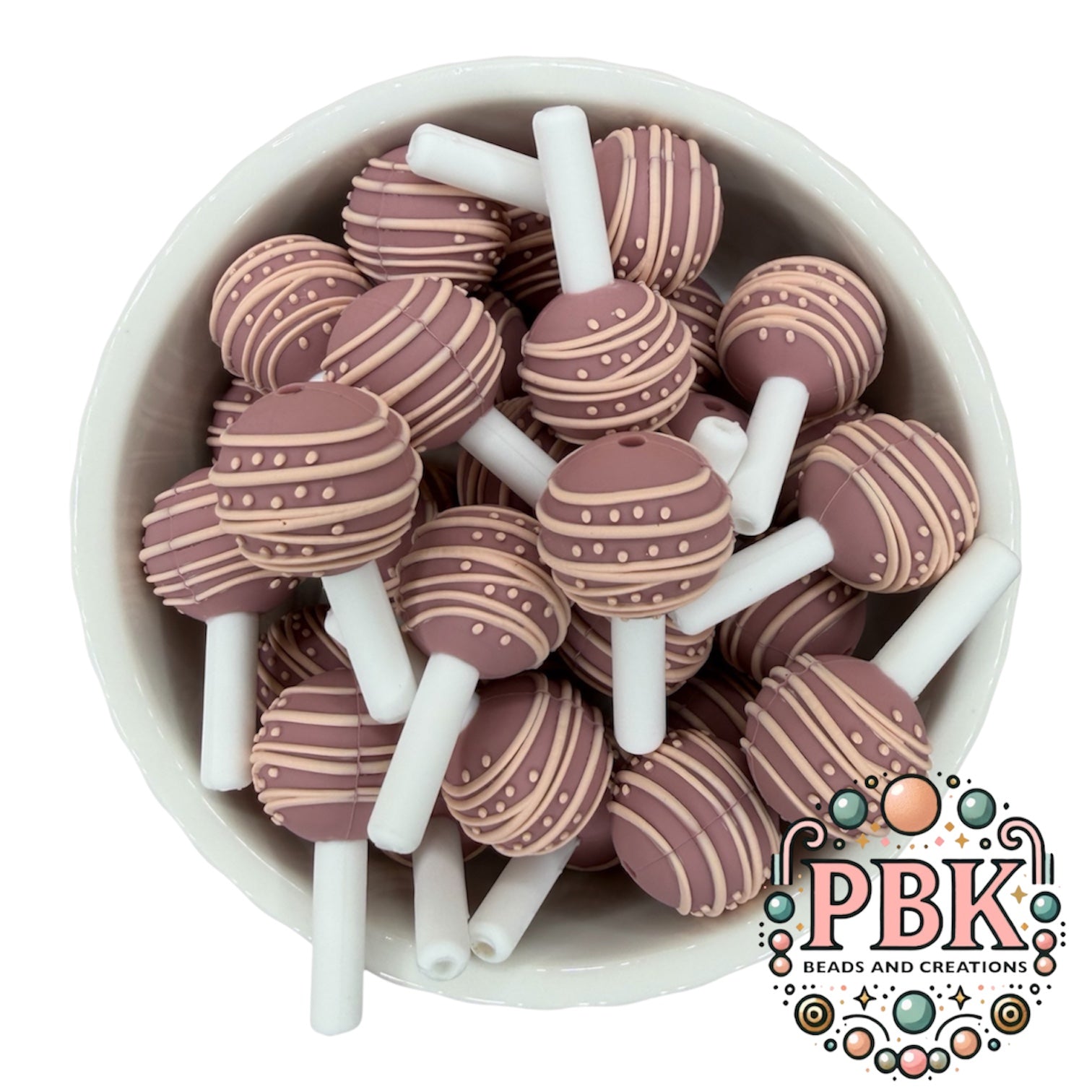 3D Cake Pop (Mauve)- EXCLUSIVE TO PBK- Silicone Focal Bead – PBK Bead ...
