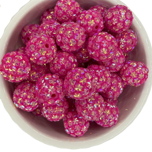 Magenta Stars- Rhinestone Acrylic 20mm
