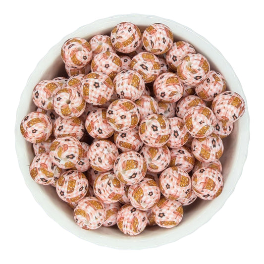 Iced Coffee Print-  Silicone Bead 15mm