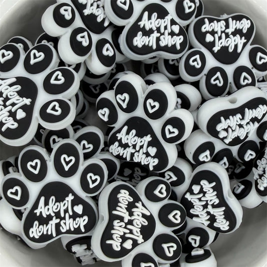 Adopt Don’t Shop, Paw Print- Silicone Focal